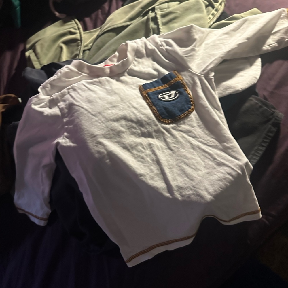 Diesel White and Blue Long Sleeve Tee